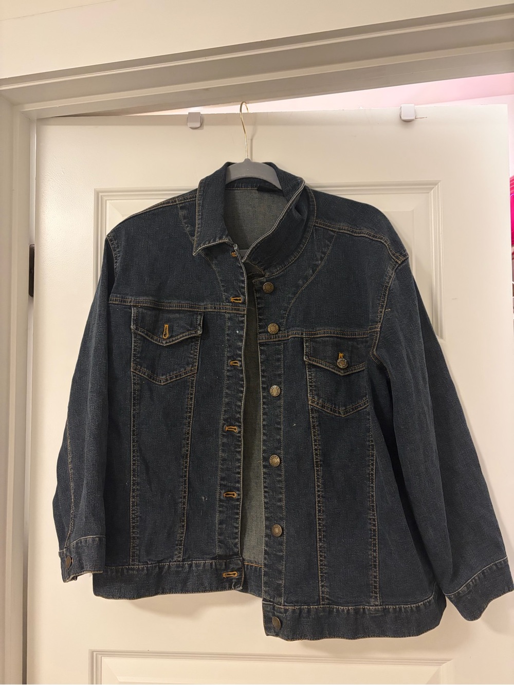 Classic Dark Wash Denim Jacket - Blue